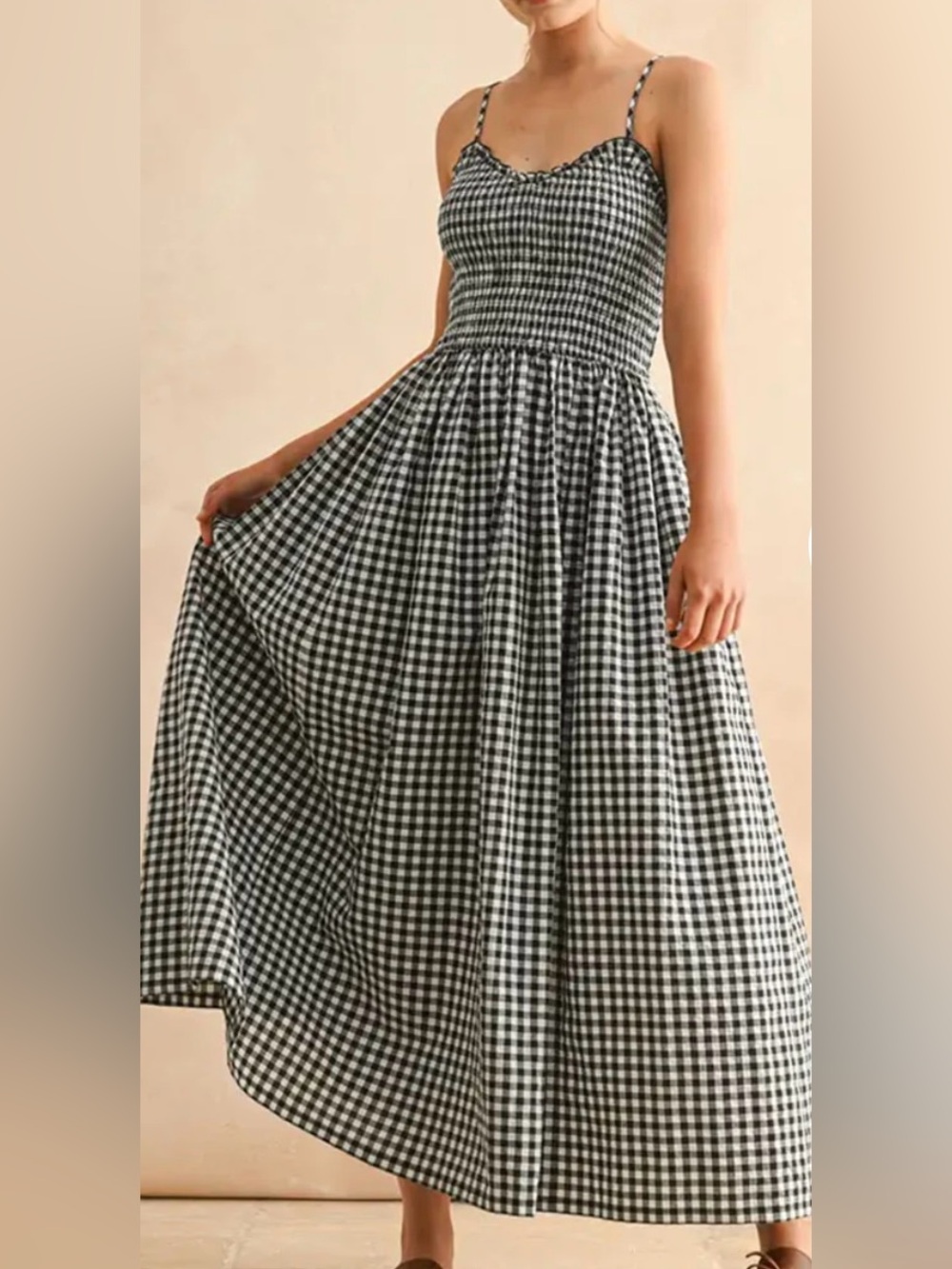 Black and White Gingham Maxi Dress NWOT